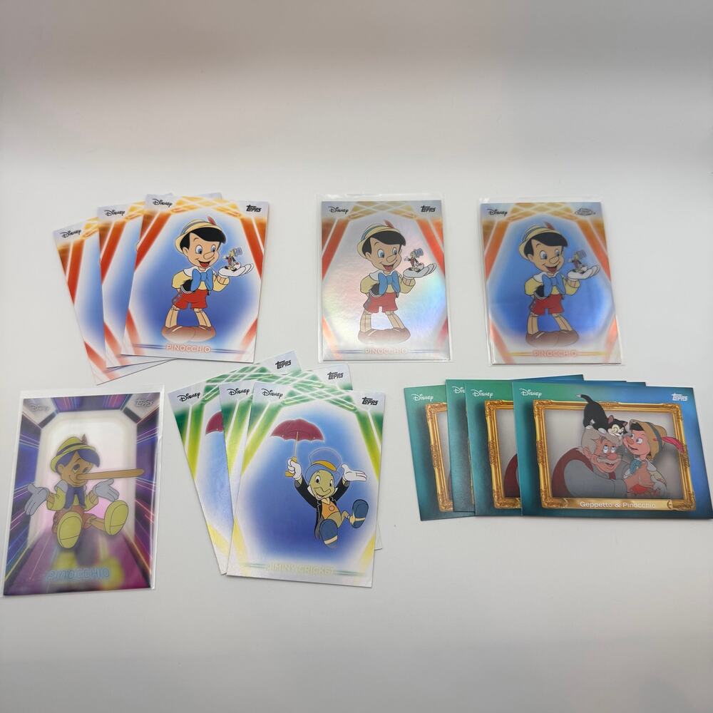 2026 Topps Disney Neon Pinocchio Jiminy Cricket 13 Card Lot Chrome